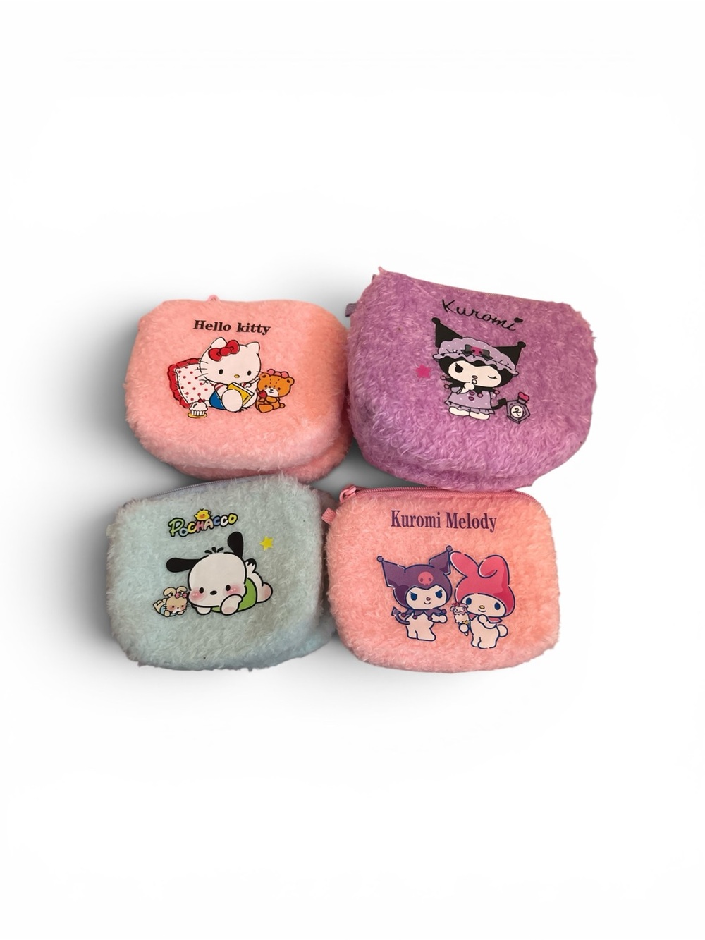 Sanrio Plush Character Coin Pouches - Pink, Purple, Light Blue